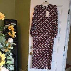 Zara Burgundy Geometric Maxi Dress
